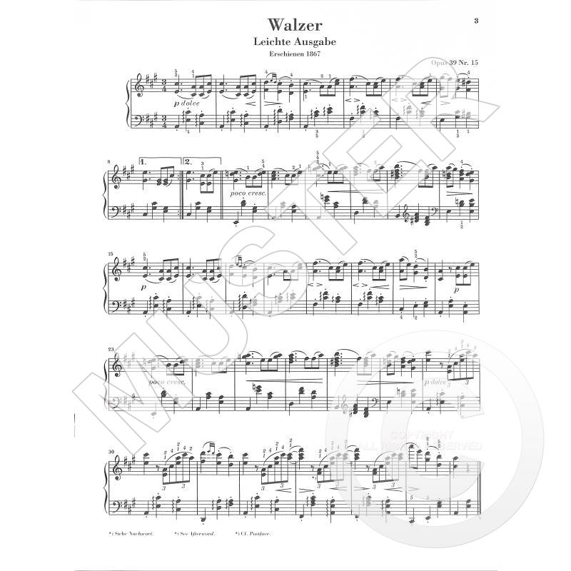 Waltz Op 39 No 15 Original & Simplified Piano - Původní a zjednodušená verze, jediné vydání z HN 1286 a 1287