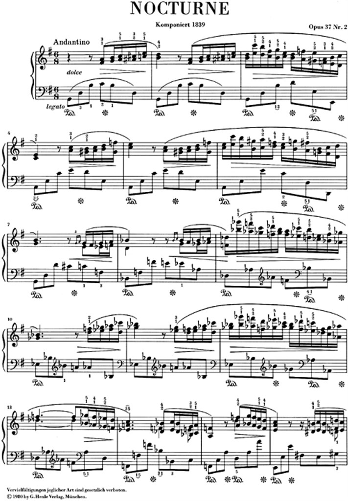 Nocturne In G Op. 37 No. 2 - noty pro klavír