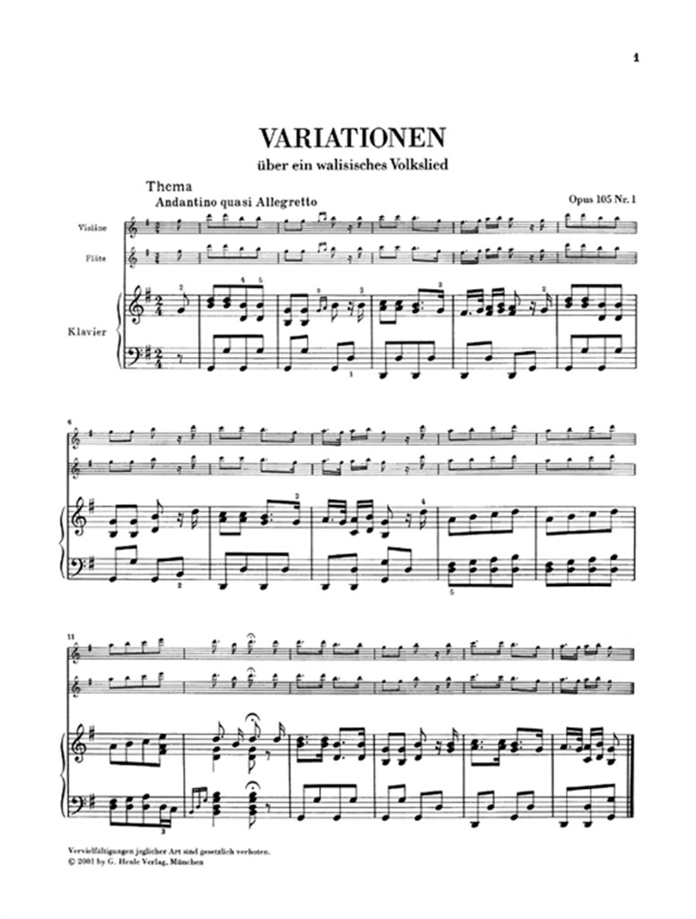 Variations On Folk Songs Op.105 And 107 - noty pro příčnou flétnu a klavír