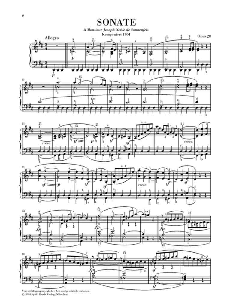 Piano Sonata No.15 In D Op.28 - noty pro klavír