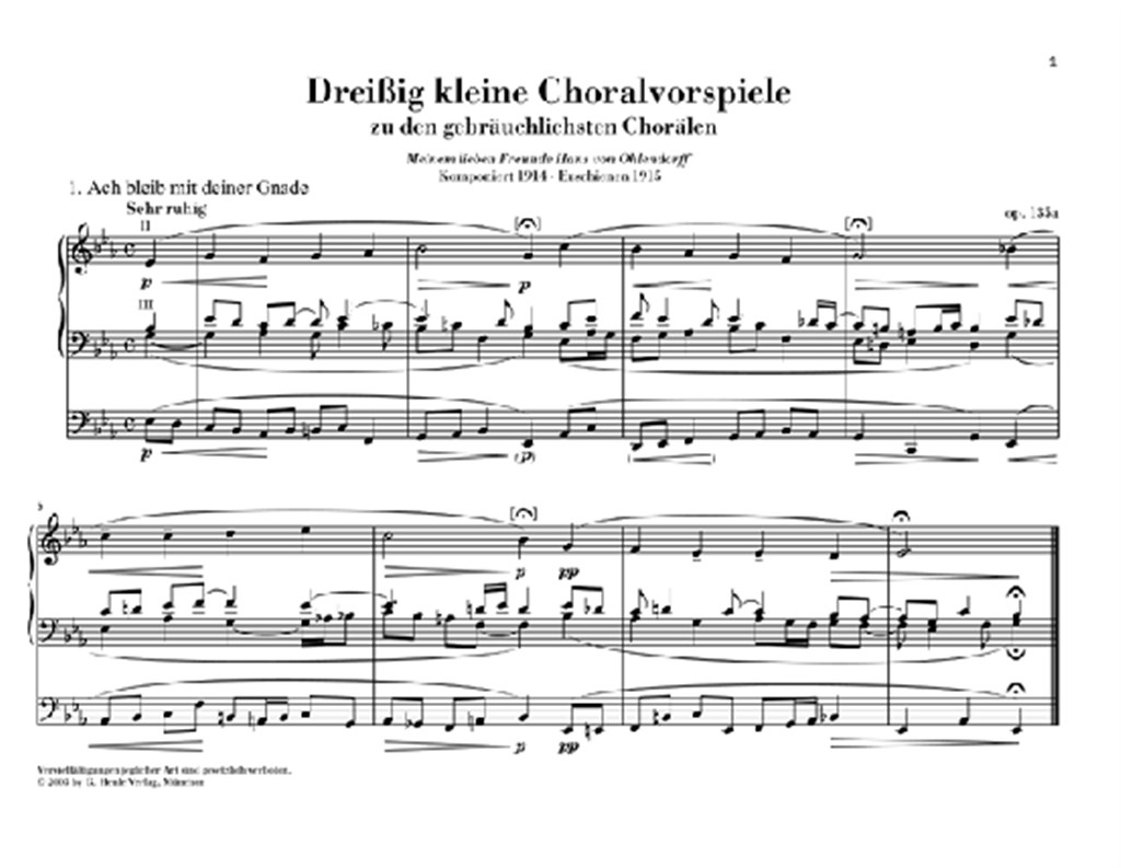 30 Kleine Choralvorspiele Opus 135A - noty pro varhany