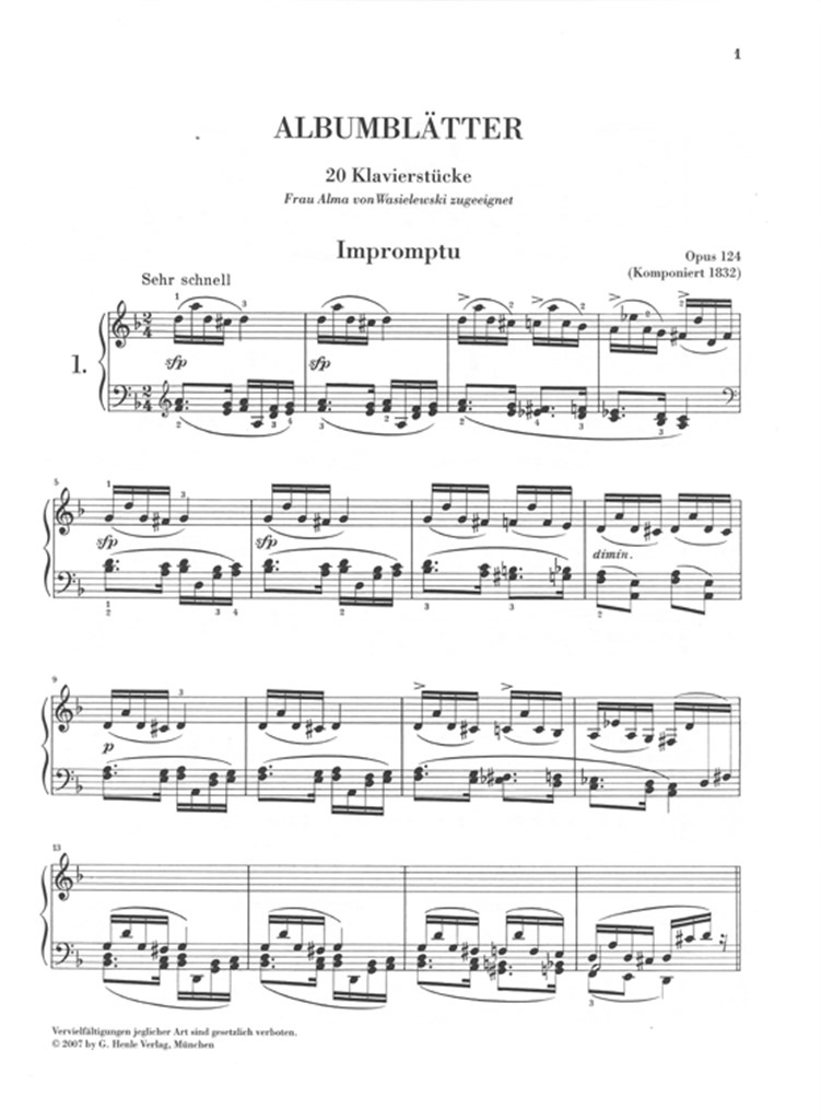 Albumblatter Op.124 - noty pro klavír