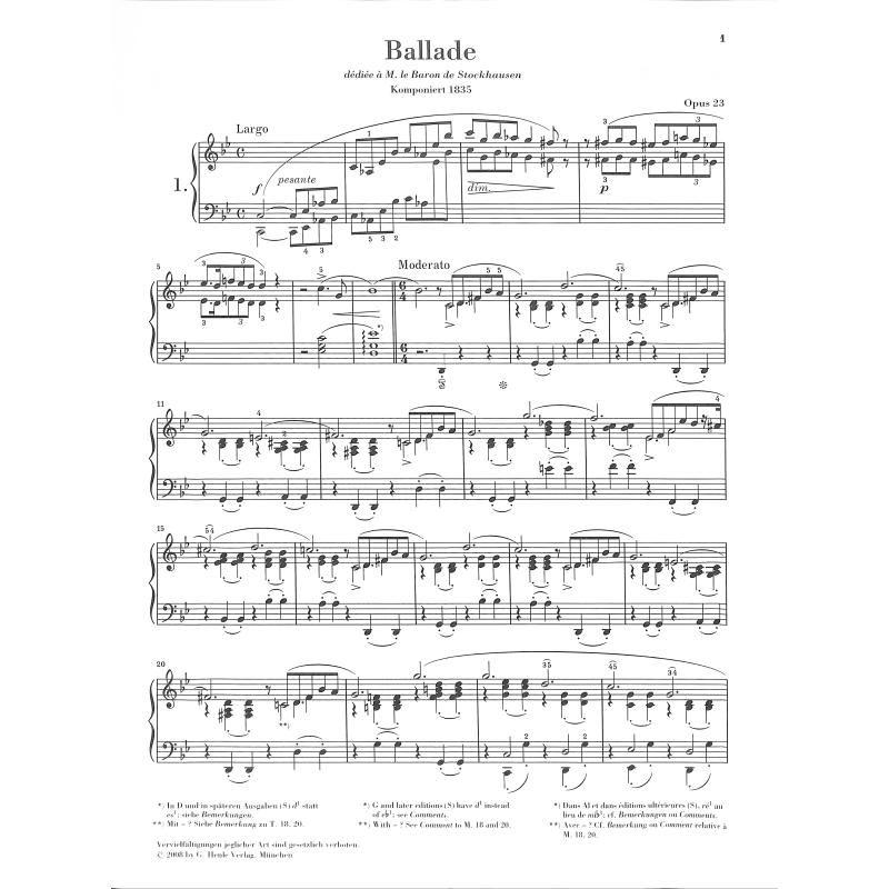 Ballade In G Minor Op.23 - noty pro klavír