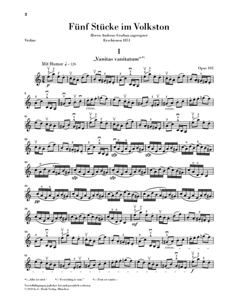 Five Pieces In Folk Style Op.102 - noty pro housle a klavír