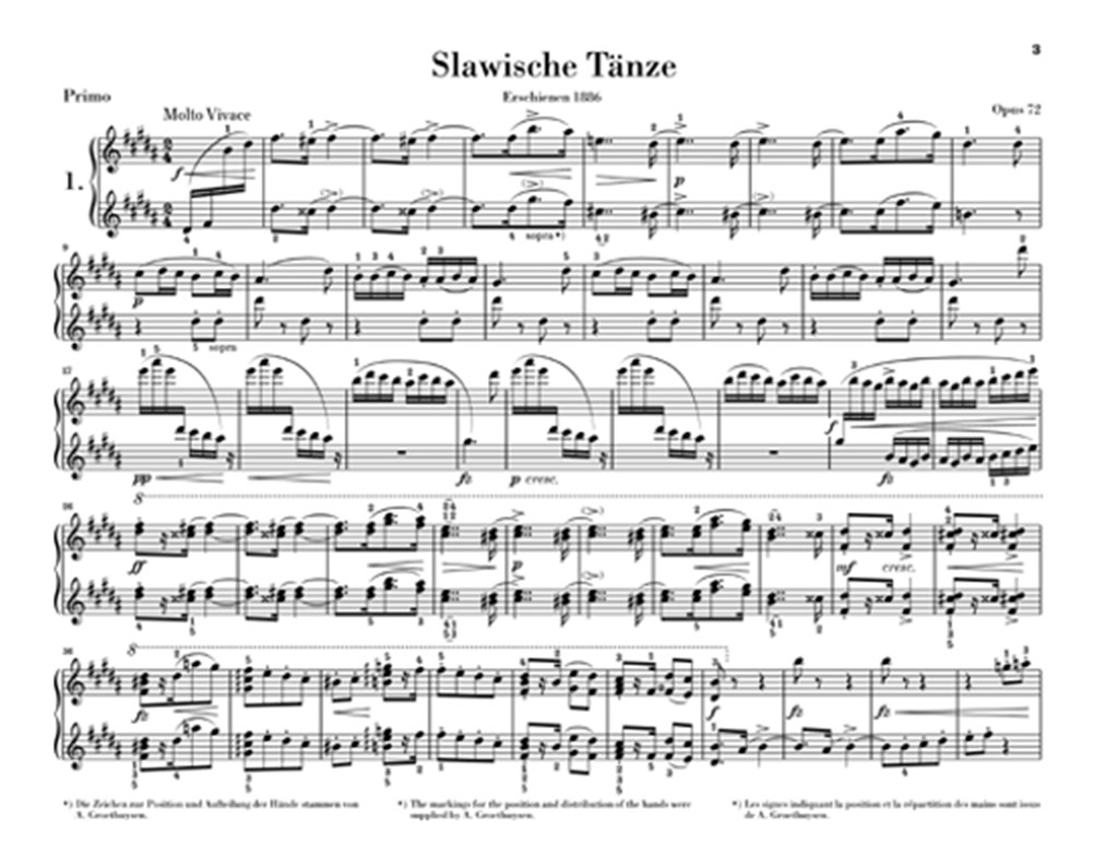 Slavonic Dances op. 72 - Slovanské tance pro čtyřruční klavír