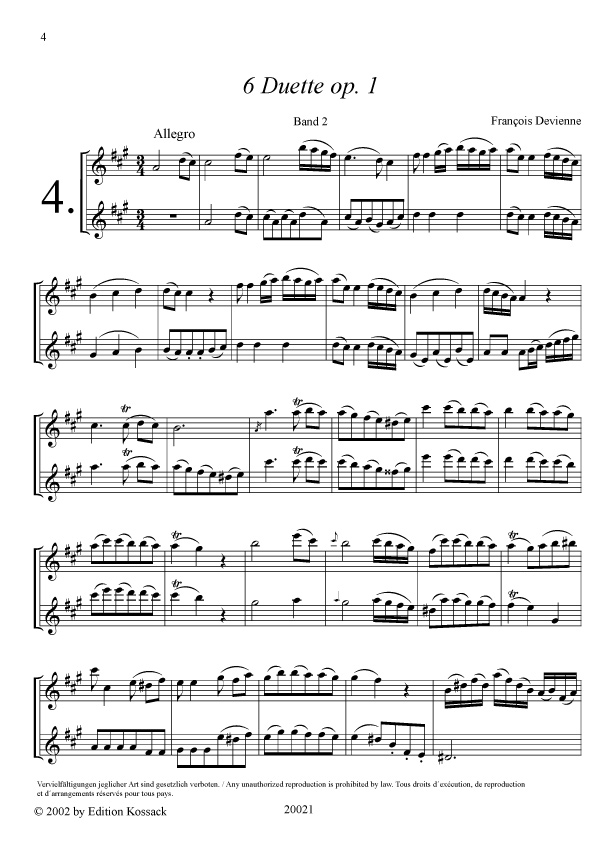 6 Duetten 2 Op. 1 - 6 duet pro dvě příčné flétny