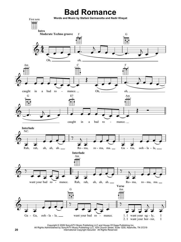 Ukulele Sheet Music 2010-2019 - 60 hitů pro vybrnkávání a zpěv