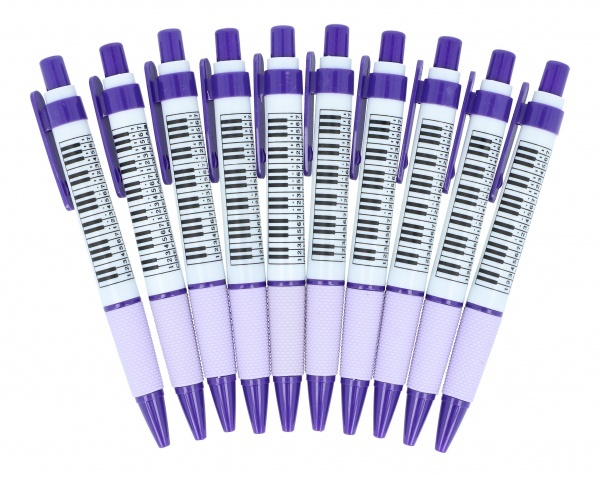 Bílo-fialové pero s potiskem klaviatury