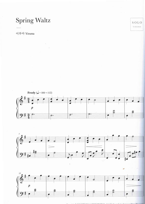 Yiruma 20th Anniversary SOLO: Original - Collection of Piano Scores - originální skladby pro klavír