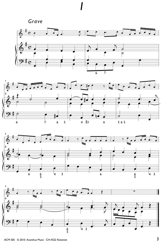 Sonate G-Dur - sopránovou zobcovou flétnu, housle nebo příčnou flétnu a Basso Continuo
