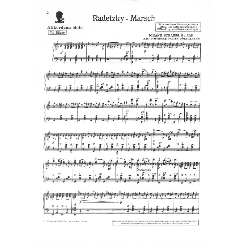 Radetzky Marsch op. 228 - pro akordeon