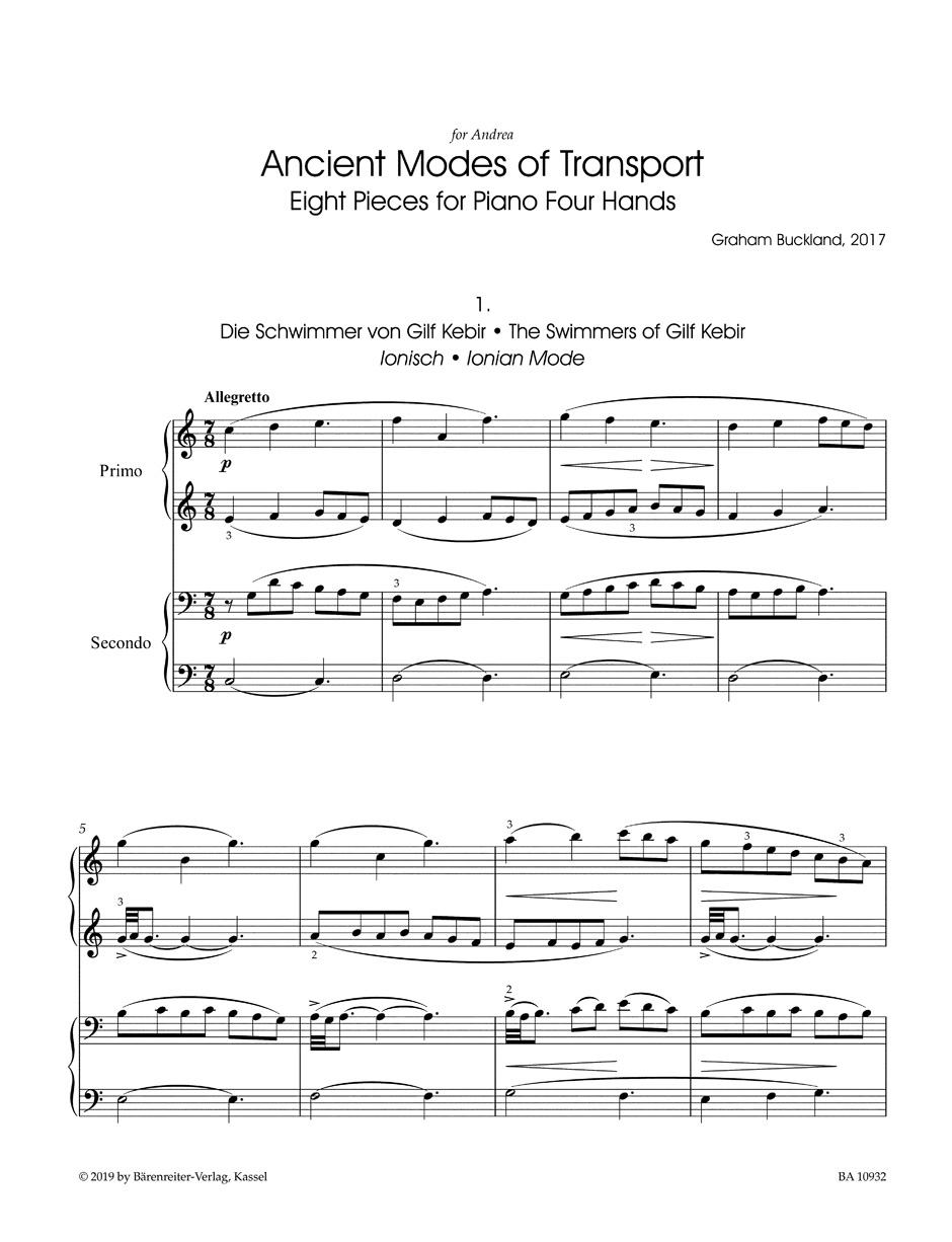 Ancient Modes Of Transport - Osm kusů pro klavír na čtyři ruce