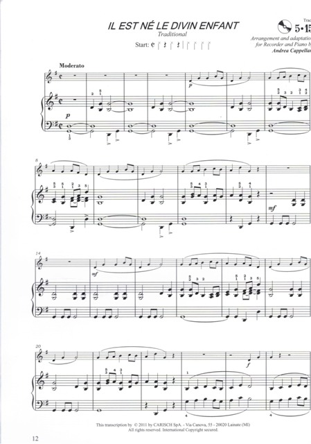 Anthology Christmas Duets  pro dvě sopránové zobcové flétny a klavír