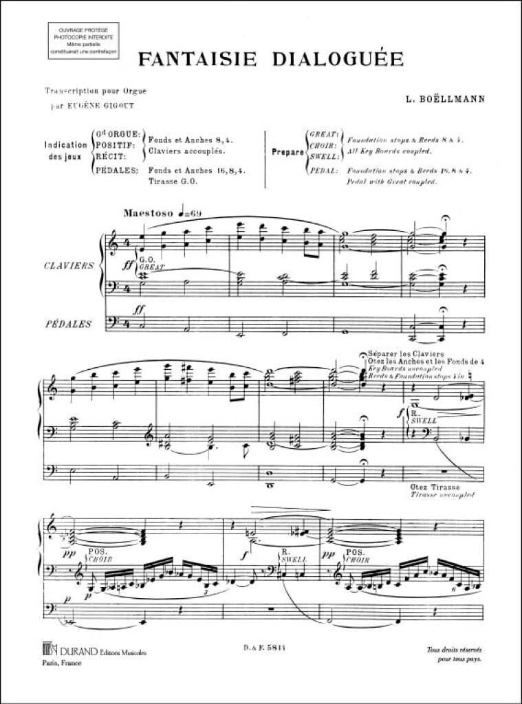 Fantaisie Dialoguee, Opus 35 - Transcription pour Orgue