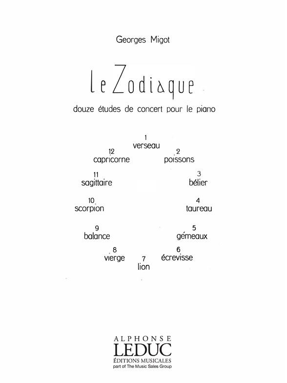 Le Zodiaque, 12 Etudes de Concert - Recueil Piano - noty pro klavír