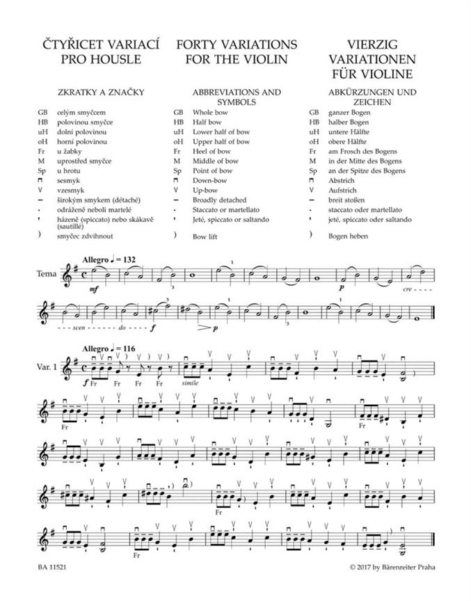 Vierzig Variationen Für Violine Op. 3 - pro housle