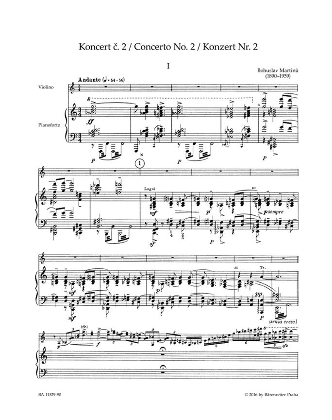 Concerto for Violin and Orchestra no. 2 H 293 - housle a klavír
