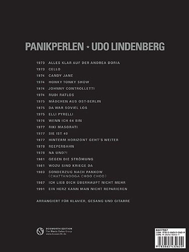 Panikperlen: Das Beste von Udo Lindenberg - klavír, zpěv a akordy pro kytaru