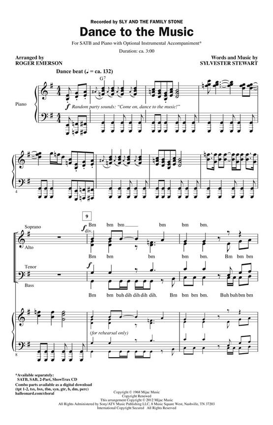 Dance to the Music - pro sbor SATB