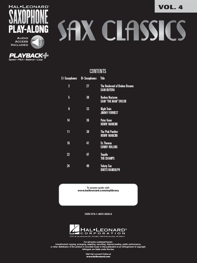 Sax Classics - Saxophone Play-Along Volume 4 noty pro saxofon