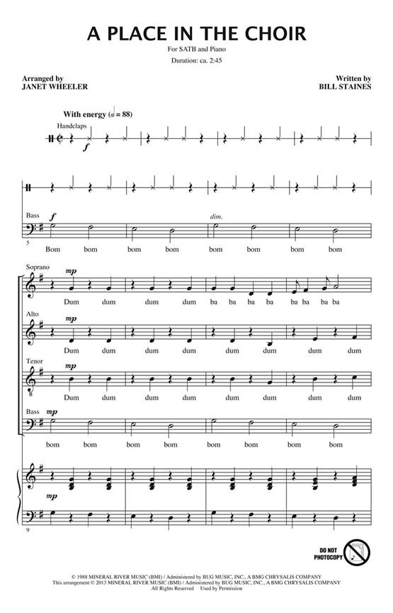 A Place in the Choir - SATB with piano - pro sbor SATB