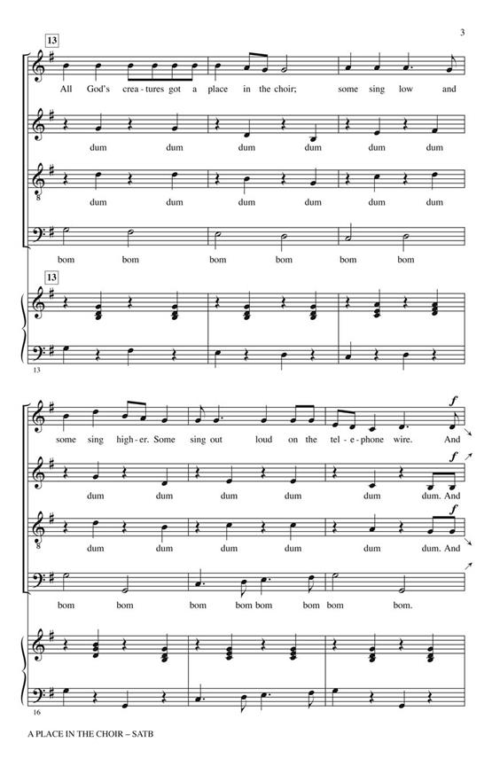 A Place in the Choir - SATB with piano - pro sbor SATB