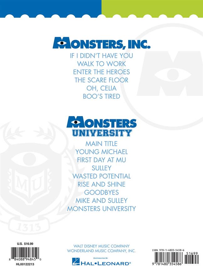 The Monsters Collection - from Disney's Pixar's Monsters Inc & University - noty na klavír