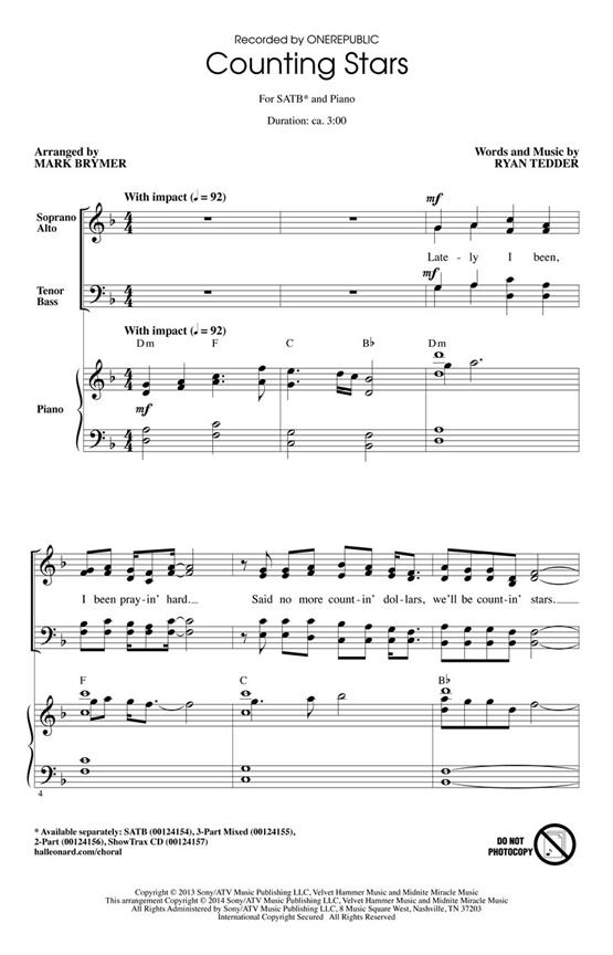 Counting Stars - pro sbor SATB