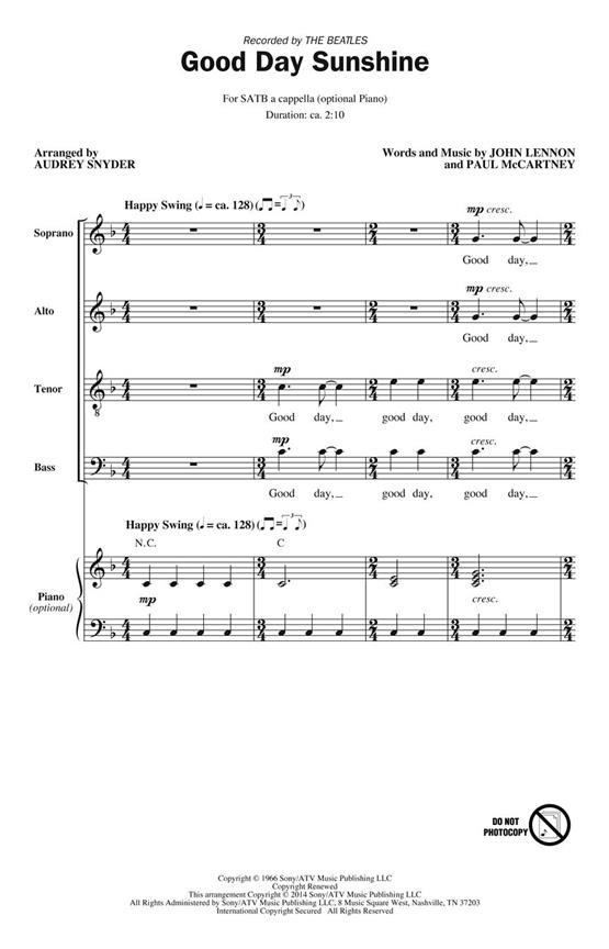 Good Day Sunshine - pro sbor SATB