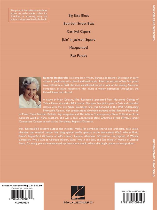 New Orleans Sketches - 6 Original Piano Solos by Eugénie Rocherolle - pro klavír
