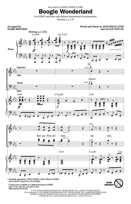 Boogie Wonderland - pro sbor SATB