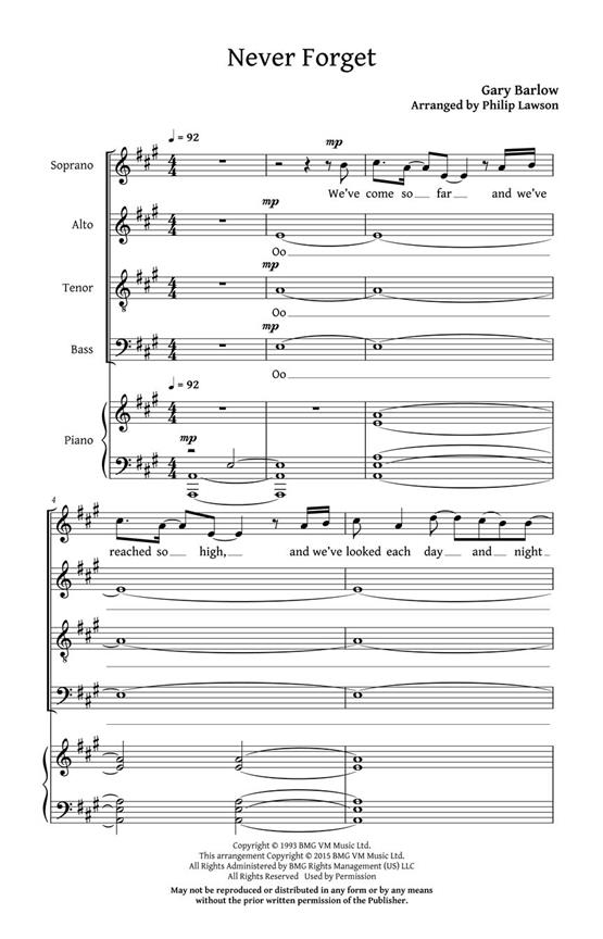 Never Forget - pro sbor SATB