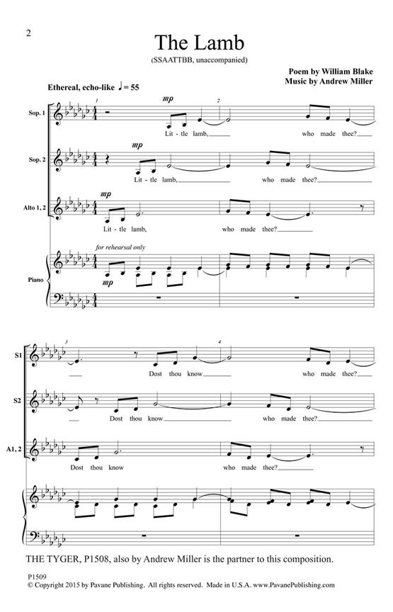 The Lamb - pro sbor SATB a Cappella