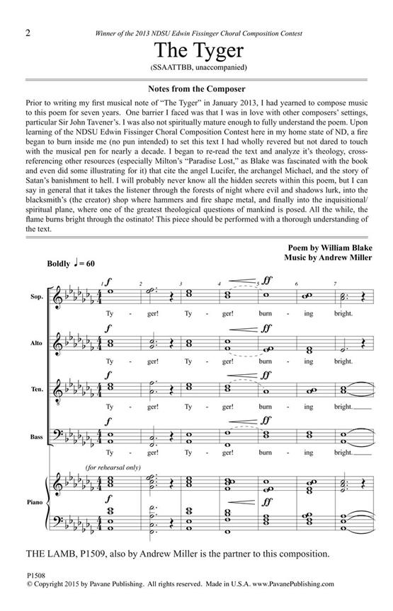 The Tyger - pro sbor SATB a Cappella