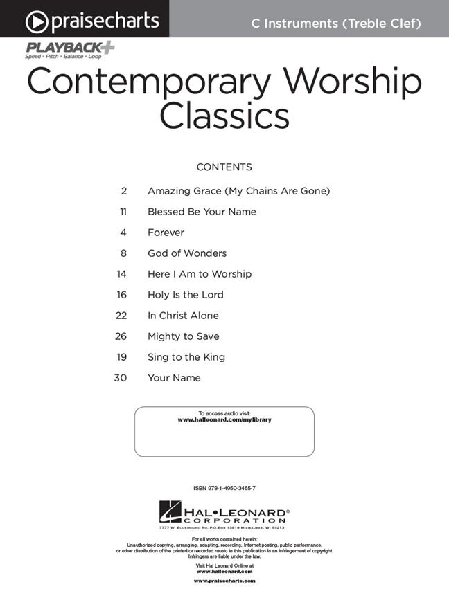 Contemporary Worship Classics - C Instruments - PraiseCharts Series pro ladění C, Bb a Eb