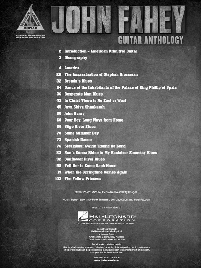 John Fahey - Guitar Anthology noty na kytaru