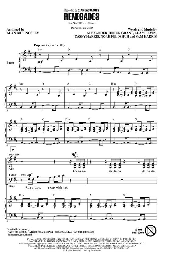 Renegades - pro sbor SATB