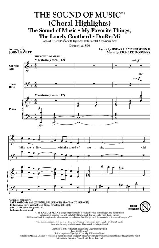 The Sound of Music - Choral Highlights - noty pro sbor SATB