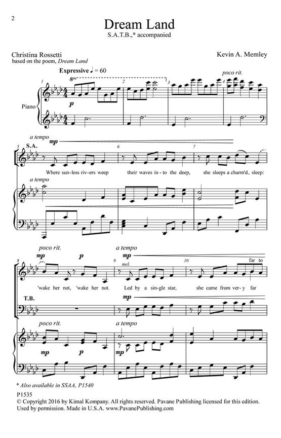 Dream Land - pro sbor SATB