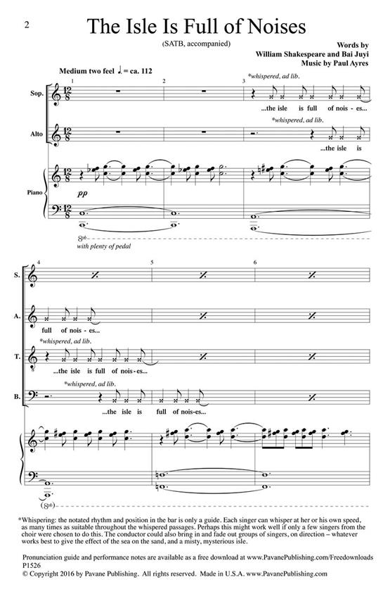 The Isle Is Full of Noises - pro sbor SATB