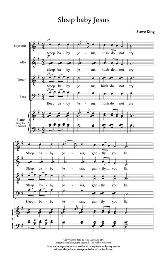 Sleep Baby Jesus - pro sbor SATB a Cappella