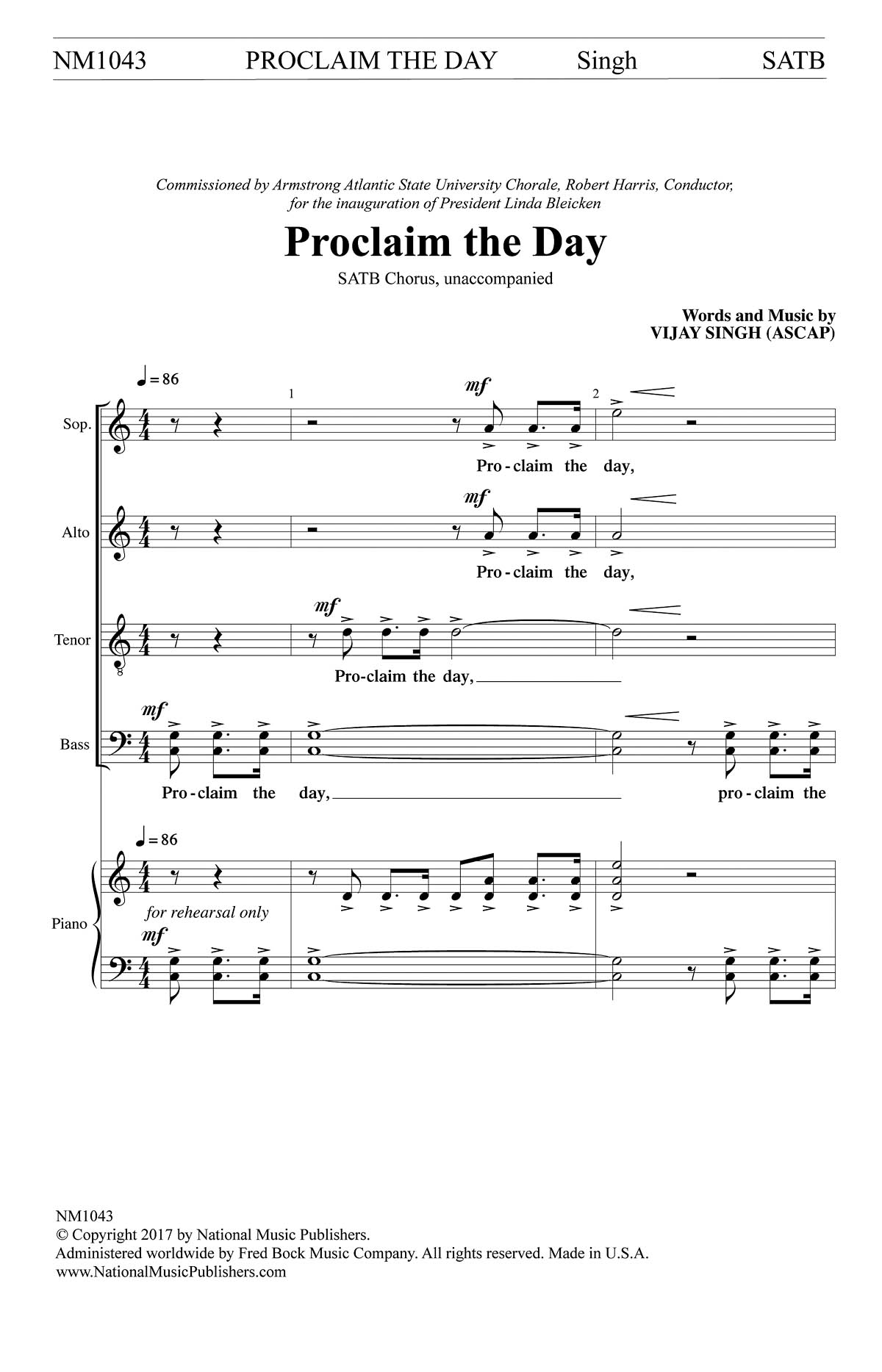 Proclaim the Day - pro sbor SATB a Cappella