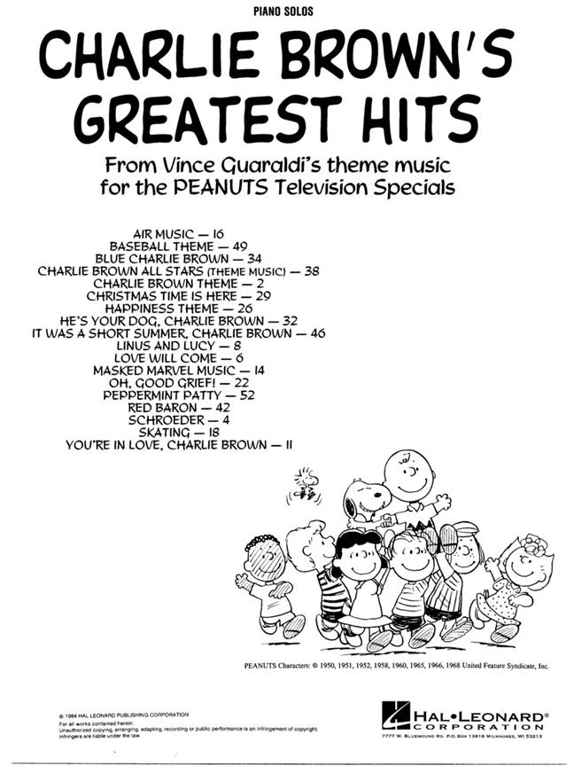 Charlie Brown's Greatest Hits - noty pro děti