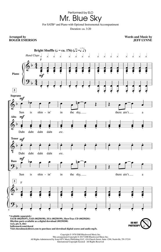 Mr. Blue Sky - noty pro sbor SATB