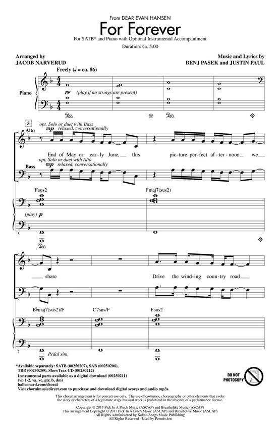 For Forever - from Dear Evan Hansen noty pro sbor SATB