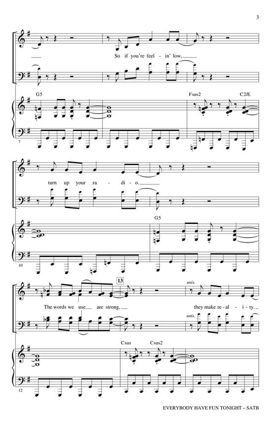 Everybody Have Fun Tonight - pro sbor SATB