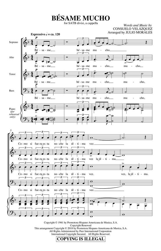 Besame Mucho - noty pro sbor SATB