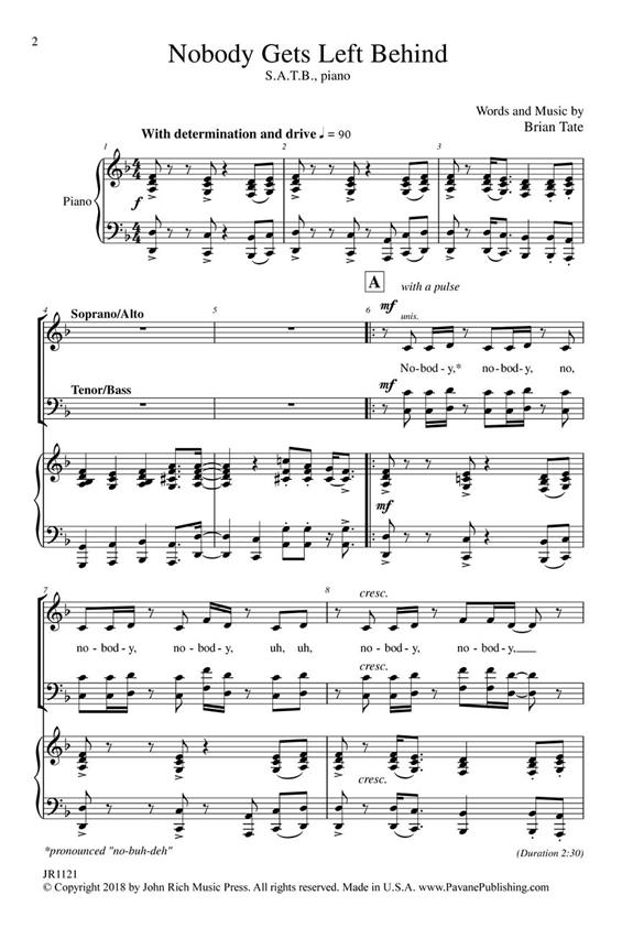 Nobody Gets Left Behind - pro sbor SATB