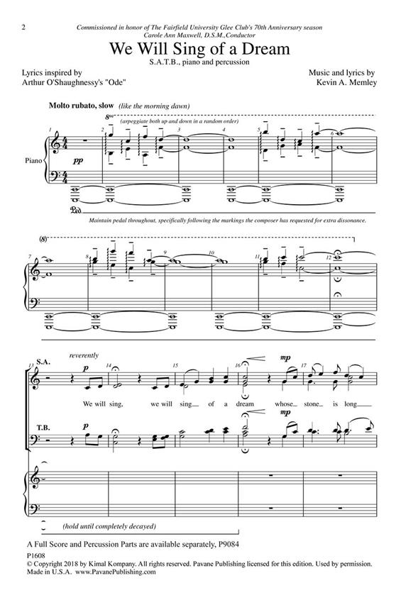 We Will Sing of a Dream - pro sbor SATB