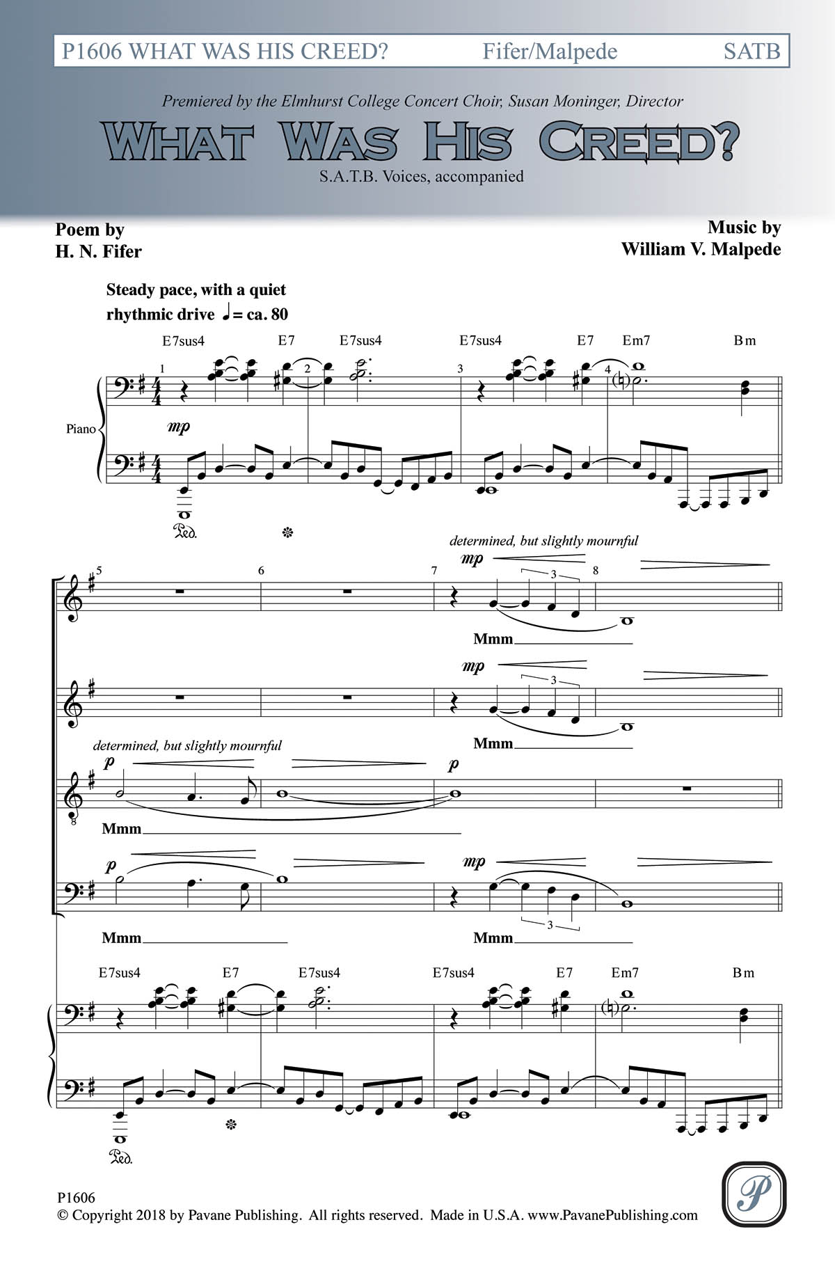 What Was His Creed - pro sbor SATB